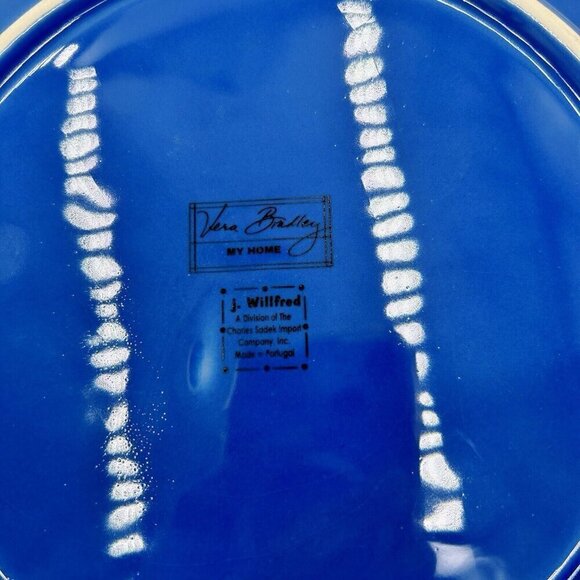 (2) Vera Bradley by Sadek Blue Dinner Plates 10.75" J Willfred Flower Portugal - Picture 5 of 6